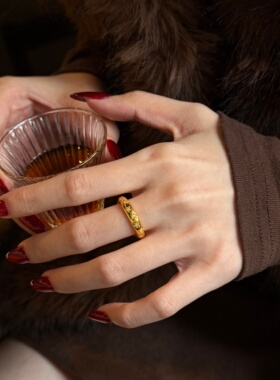 千夕足金999星星排戒黄金戒指女款七夕新年情人节生日礼物送女友