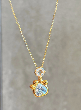 千夕 足金999招财猫爪黄金吊坠可爱女款情侣情人节生日礼物送女友