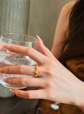 千夕足金999梦蝶戒黄金戒指女款七夕情侣情人节生日礼物送女友
