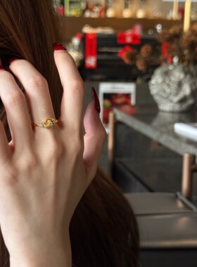 千夕足金999玫瑰转运戒指黄金戒指女送女友七夕情人节生日礼物