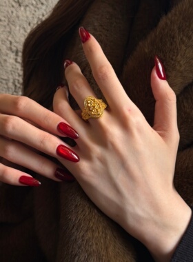 千夕足金9995D花窗桂花戒黄金戒指女款求婚情人节生日礼物送女友