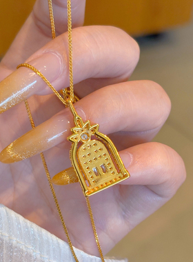 千夕 足金999幸福之门黄金吊坠女款情侣情人节七夕生日礼物送女友