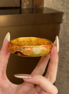 千夕 足金999秋杏衔月手镯黄金手镯女情侣情人节生日礼物送女友