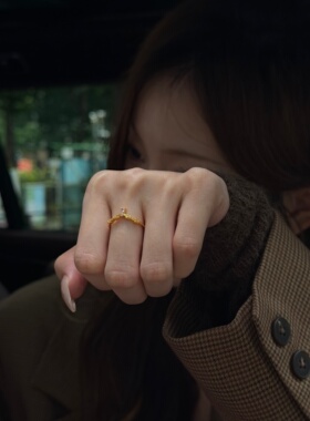 千夕足金9996D花枝粉水滴黄金戒指女款送女友七夕情人节生日礼物