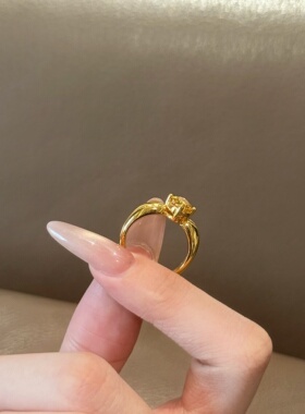 千夕足金999蛋形黄钻戒黄金戒指女款送女友七夕情人节生日礼物