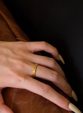 千夕足金999彩钻菱格戒黄金戒指女款送女友七夕情人节生日礼物