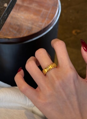 千夕足金999鸢尾花戒指黄金戒指女款七夕情人节生日礼物送女友