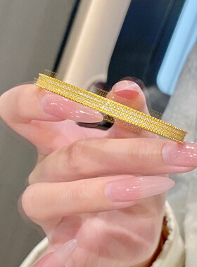 千夕 足金999双排满钻手镯黄金手镯女款情人节生日礼物送女友老婆