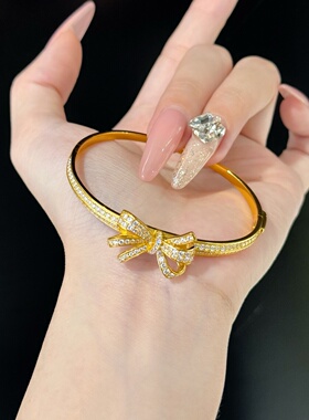 千夕 足金999蝴蝶结手镯黄金手镯女款情人节生日礼物送女友老婆