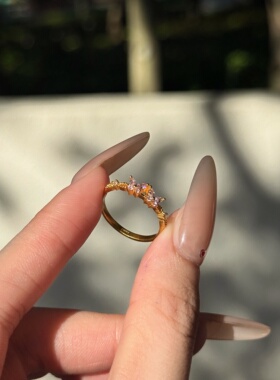 千夕足金999渐冻粉蝶戒黄金戒指女款送女友七夕情人节生日礼物