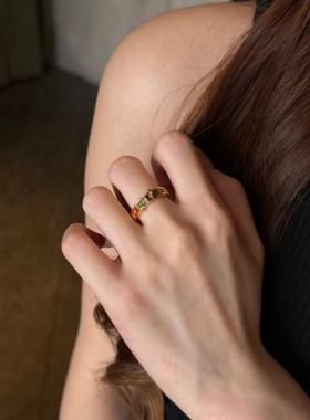 千夕 足金999星河彩钻戒黄金戒指女款求婚情人节生日礼物送女友