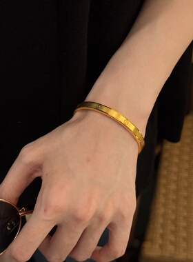 千夕 足金999米字花手镯黄金手镯女情侣情人节生日礼物送女友