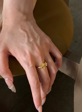 千夕 足金999小仙蝶戒黄金戒指女款求婚情人节生日礼物送女友老婆