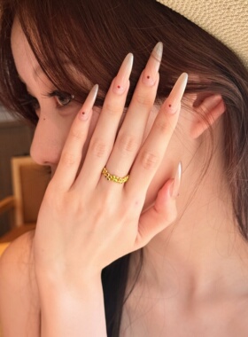 千夕足金999四叶草珐琅戒黄金戒指女款送女友七夕情人节生日礼物