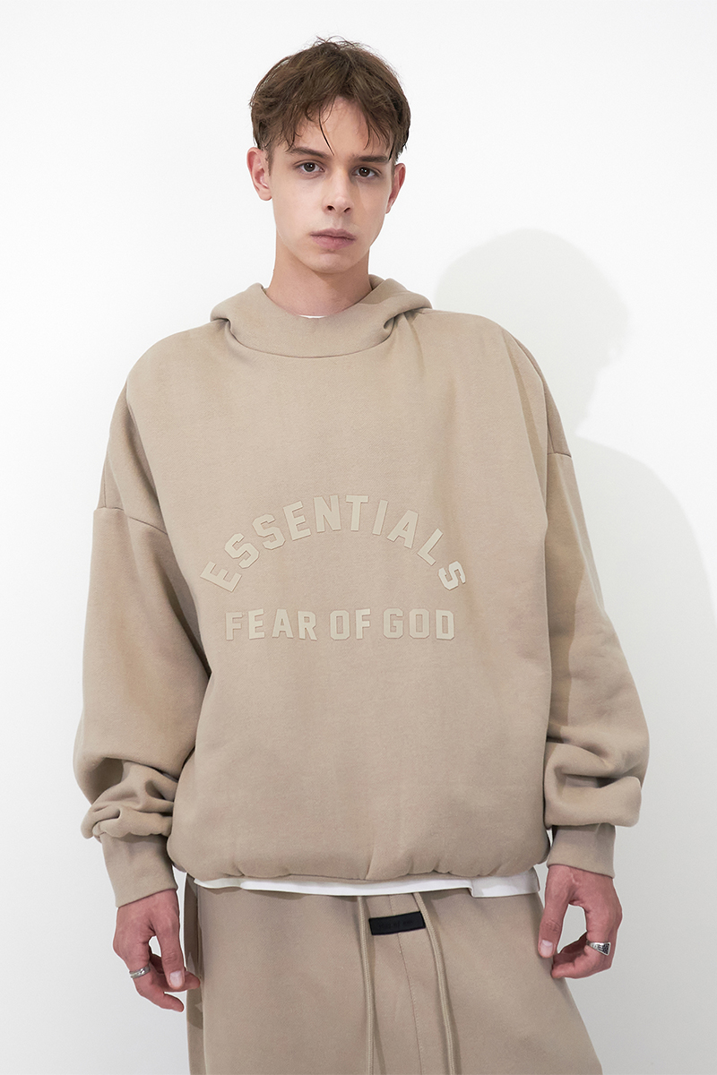 Fear Of God Essentials 23春季简约字母纯色fog薄绒连帽卫衣男款 - 图2