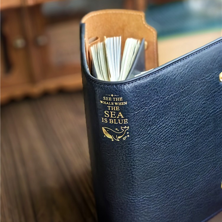 原创【海深时见鲸】高定lux皮活页手帐A5A6A7A8A9TN标准护照 - 图1
