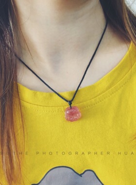 招桃花天然5A草莓晶少女项链女