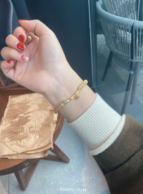 天然和田玉糖玉925纯银竹节手链