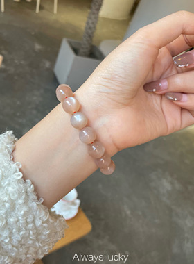 巧克力橙月光天然太阳石大颗水晶手串转运去mei运闺蜜礼物手链女