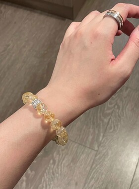 天然黄阿塞简约黄水晶招财手链女