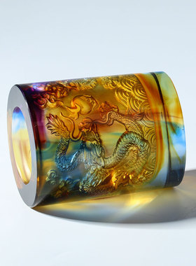 琉璃龙笔筒摆件办公桌装饰品送领导老师刻字毕业中国风礼品轻奢