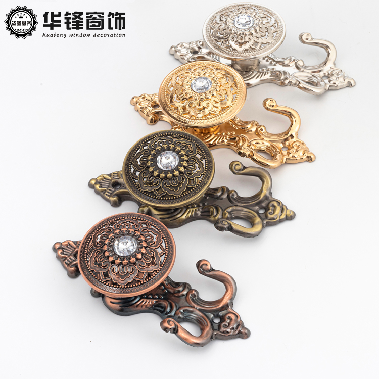 【1对价】优质锌合金云纹金属打孔挂钩 窗帘配件挂球绑带墙钩壁钩 - 图3