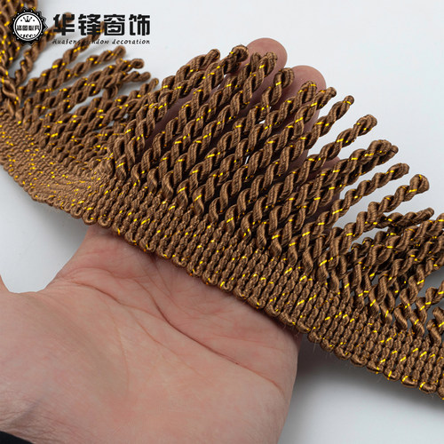 7.5cm宽窗帘金丝绳排花边配件流苏边穗沙发粗排麻花扭排须11.5米 - 图2
