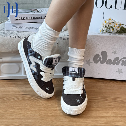 顽刻ollieskate贝果棕色星星春季BAKE休闲低帮W软底男女面包板鞋 - 图2