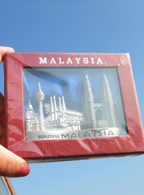 马来西亚当地购买纪念品 名片架 便签架 金属材质 MALAYSIA