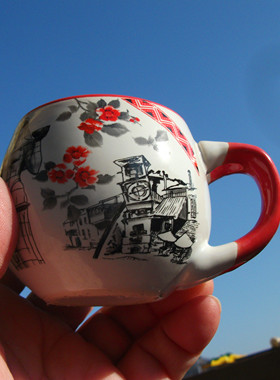 保加利亚当地购买纪念品 陶瓷杯 大肚杯 咖啡杯 TBILISI