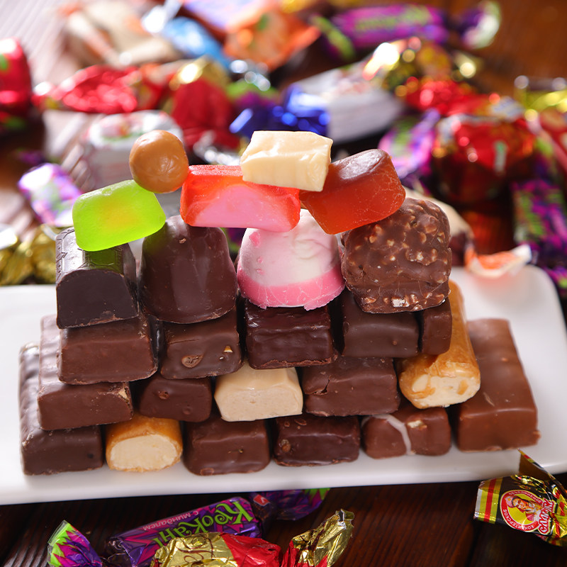 俄罗斯进口混合巧克力糖果夹心糖婚庆喜糖过年新年货散装圣诞礼盒,淘宝优惠券,粉丝福利购,淘宝优惠卷