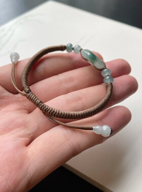 手工编织天然翡翠飘花平安扣手绳玉饰手链