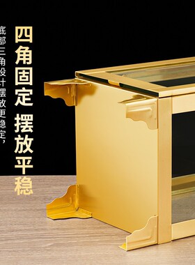 黄铜四方油灯家用酥油灯盏长明灯户外防风液体油灯蜡烛灯罩供灯