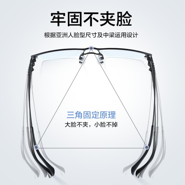普莱斯近视眼镜男超轻商务纯钛半框眼镜框镜架可配度数配镜近视镜 - 图1