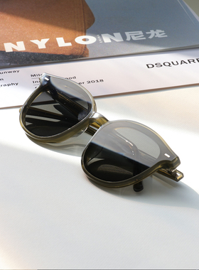 kaka复古猫眼显白墨绿色墨镜防圆脸高级感开车防紫外线太阳镜男女