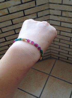 福利款天然原石碧玺手链一图一物