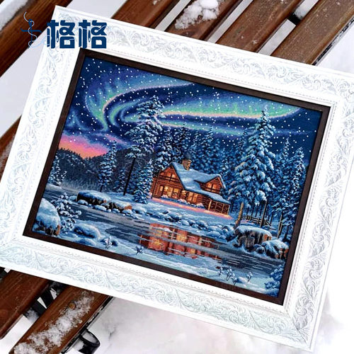 十格格DMC十字绣套件2025新款欧式风景雪景梦幻北极光 两幅可选 - 图1