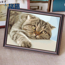 ten Gge Cross embroidered French dmc embroidery line kit 2021 new living-room bedroom restaurant Staring Kitty