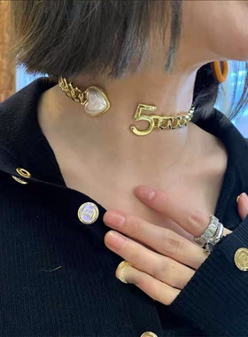 小香风简约镀金项圈女爱心choker
