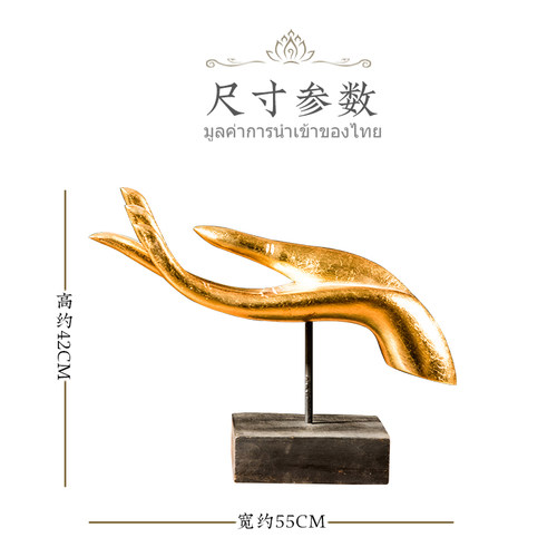 泰国木雕工艺品东南亚风格禅意佛手桌面摆件泰式家居茶室装饰品 - 图2