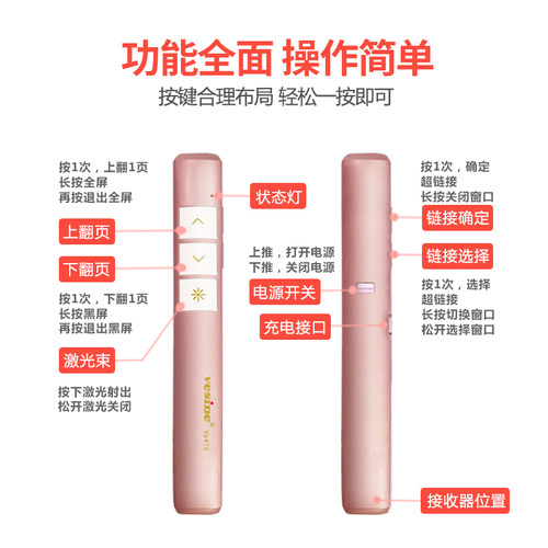 唯昕VP470G绿光翻页笔充电多媒体ppt遥控笔教学电子白板演示器 - 图2