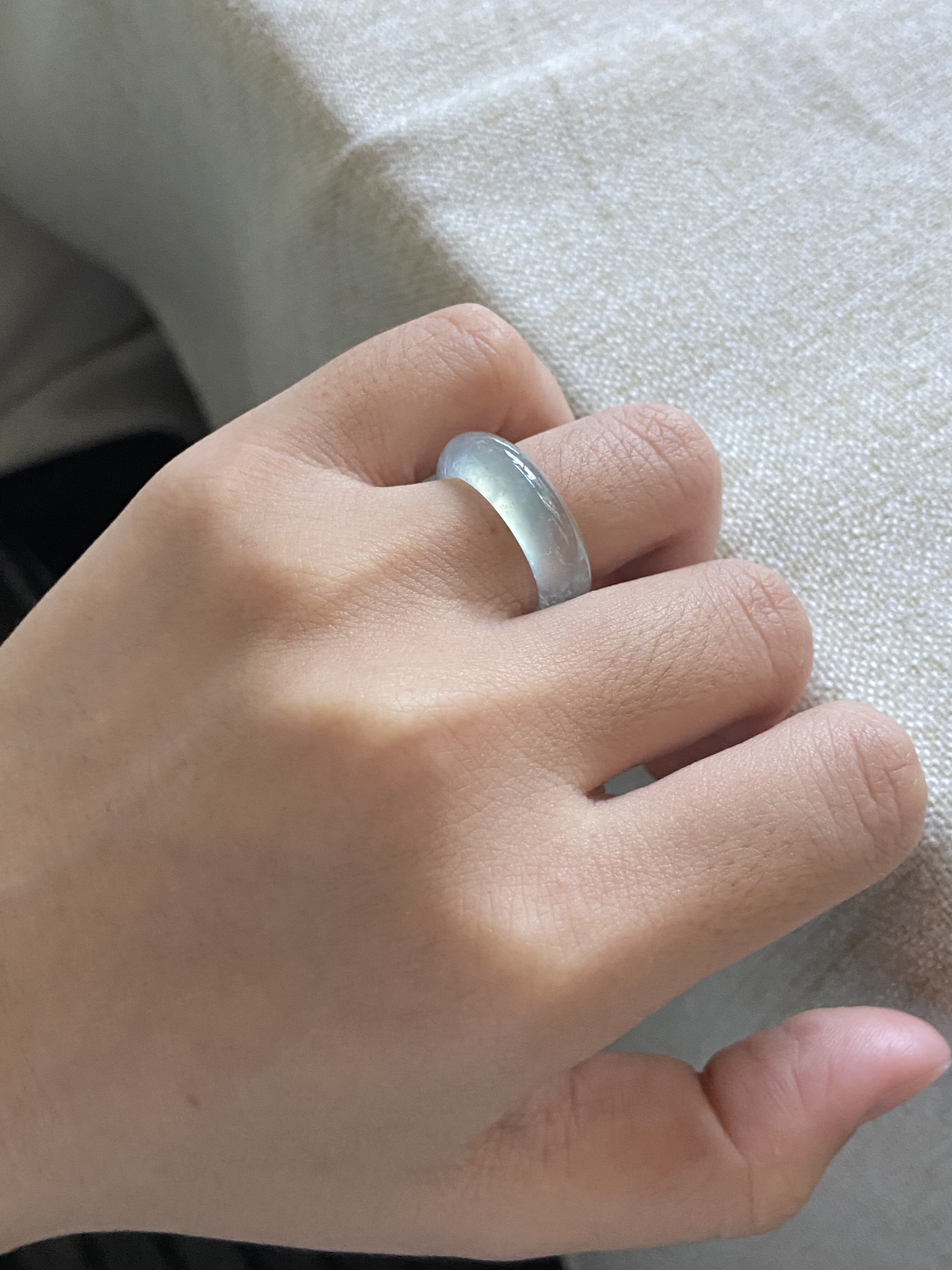 7号圈高冰晴di底翡翠指环 - 图1