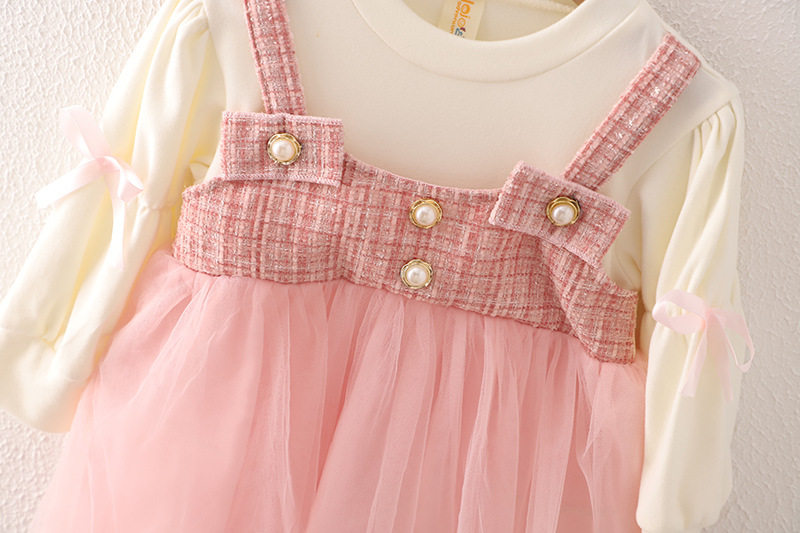 2023秋女童小香风洋气连衣裙女童白色打底衫背带裙两件套小童裙子,淘宝优惠券,粉丝福利购,淘宝优惠卷