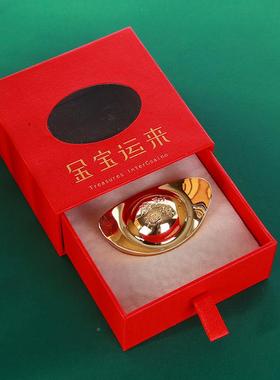 实心铜元宝摆件金宝摆件黄镀金铜小元宝聚宝元FNT盆搭配元宝装