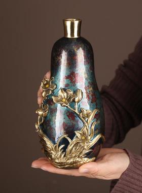 实彩铜小兰花瓶客饰厅B-B1043玄关家瓶居装品用摆设干花花插摆件