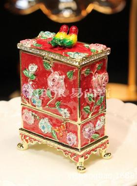 中式复古珐琅彩七宝烧饰品盒首饰盒文创市集小工艺品衣柜小摆件