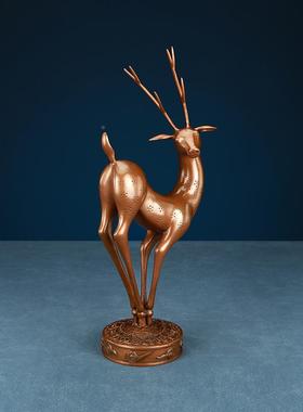 紫铜客梅乔花鹿件工艺品厅办公家居装饰品紫铜福禄迁开业摆礼品