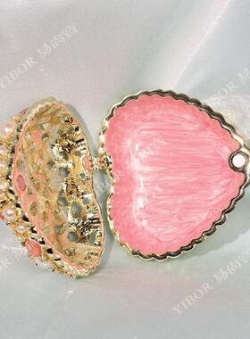 合金珐琅彩首饰盒镶钻心形珠宝盒小饰品收纳盒情人节礼物婚庆礼品
