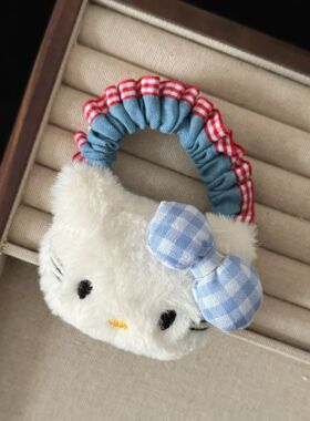 2个甜美KT猫可爱蓝色格子发圈