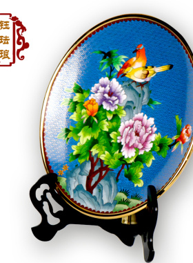 圆盘花鸟商务礼品送领导景泰蓝